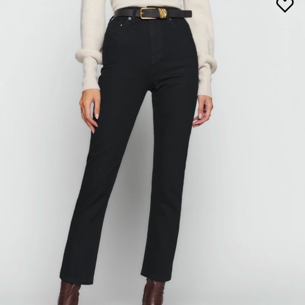 Reformation Liza High Straight Crop - Faded Black - Sz 27